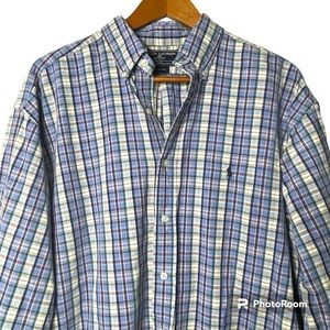 Ralph Lauren Sport Plaid Multi Color Men's Button Down Dress Shirt Size L